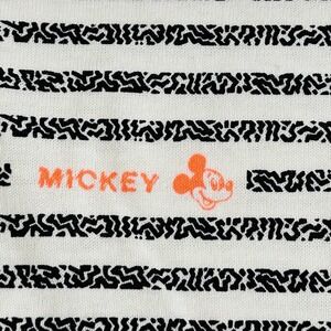 Disney Mickey Mouse Fabric Black Stirpes w/Neon Orange Mickey